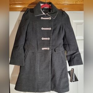 Rothschild Faux Wool Military Kids Small 7/8 Charcoal Coat